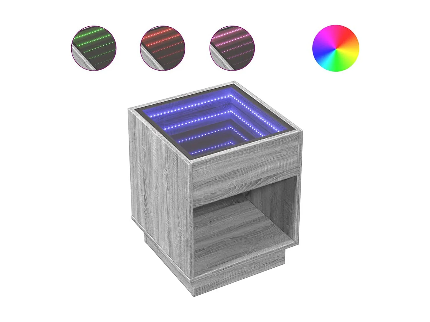 Table de chevet avec LED infini sonoma gris 40x40x50 cm