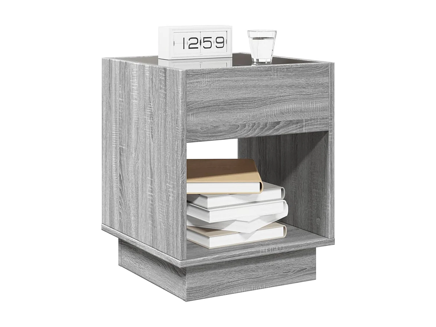 Table de chevet avec LED infini sonoma gris 40x40x50 cm