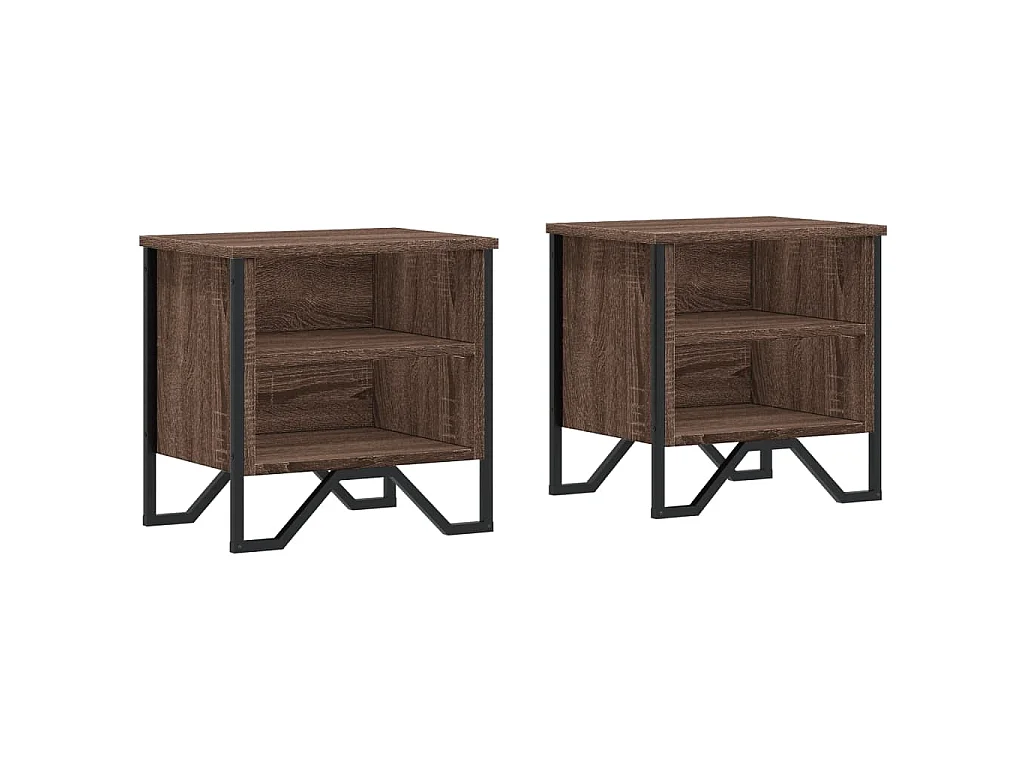 Nachtkastjes 2 st 40x30x40 cm bewerkt hout bruin eikenkleurig