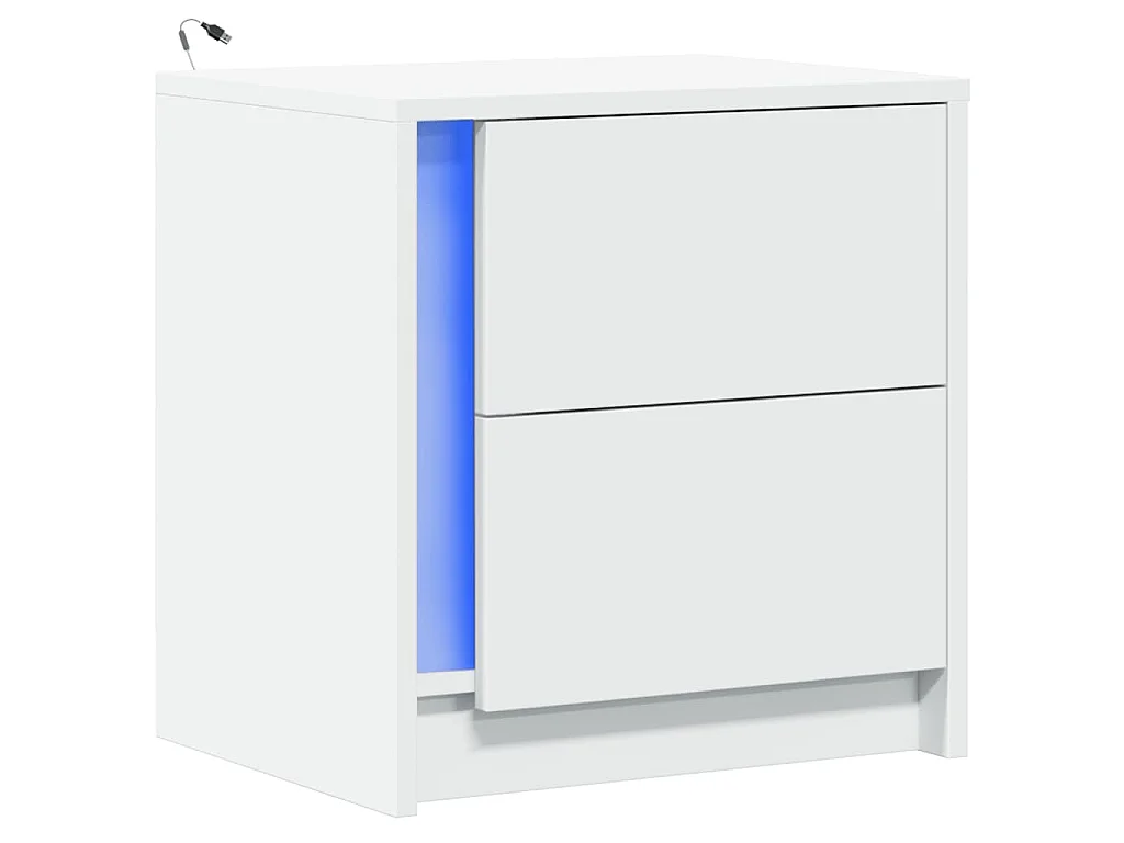 Armoire de chevet avec lumières LED blanc bois d'ingénierie