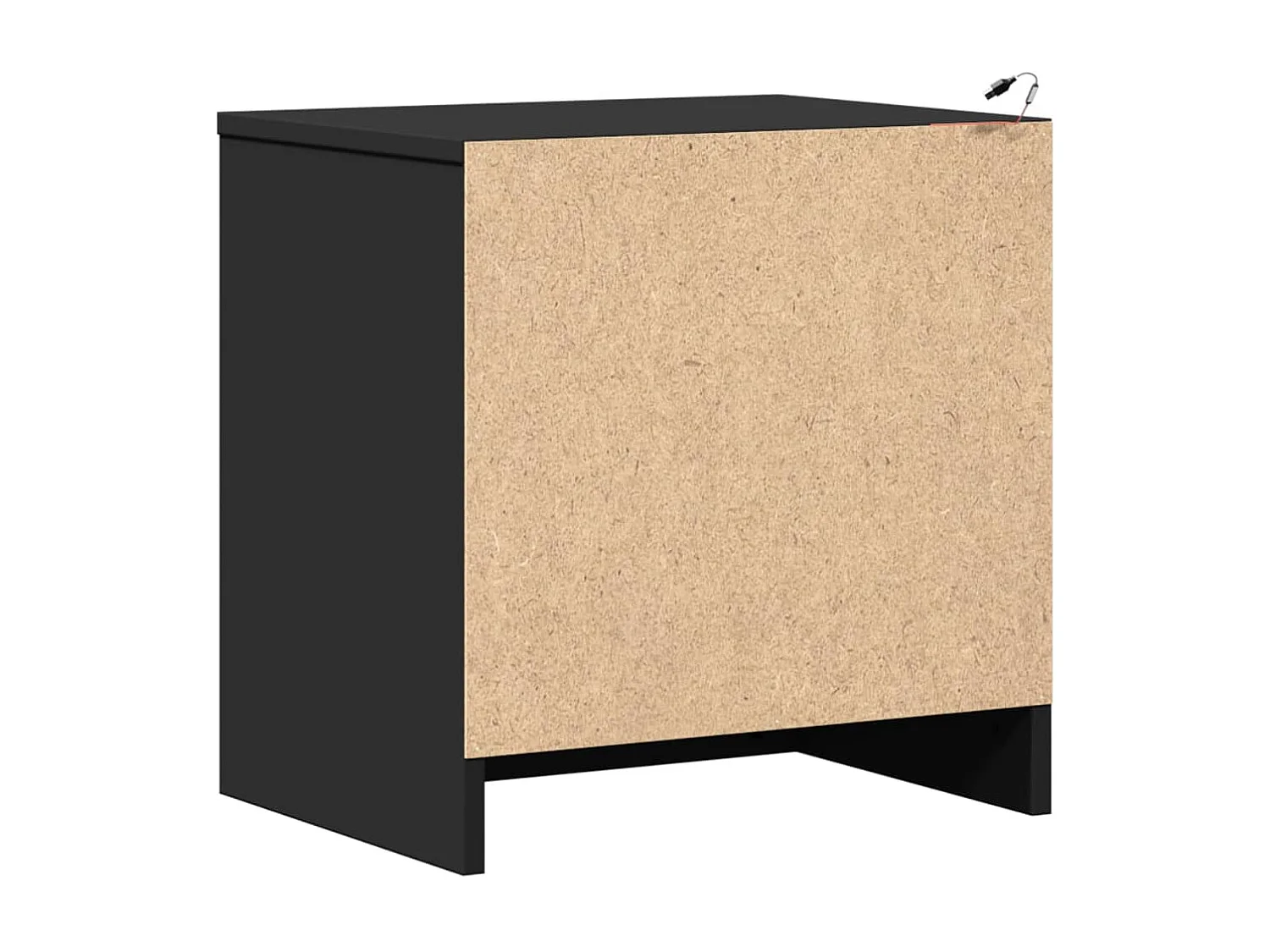 Armoires de chevet et lumières LED 2 pcs noir bois d'ingénierie