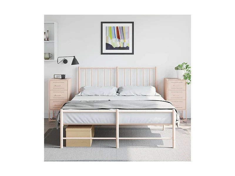 Mesitas de noche 2 unidades acero rosa 36x39x78 cm