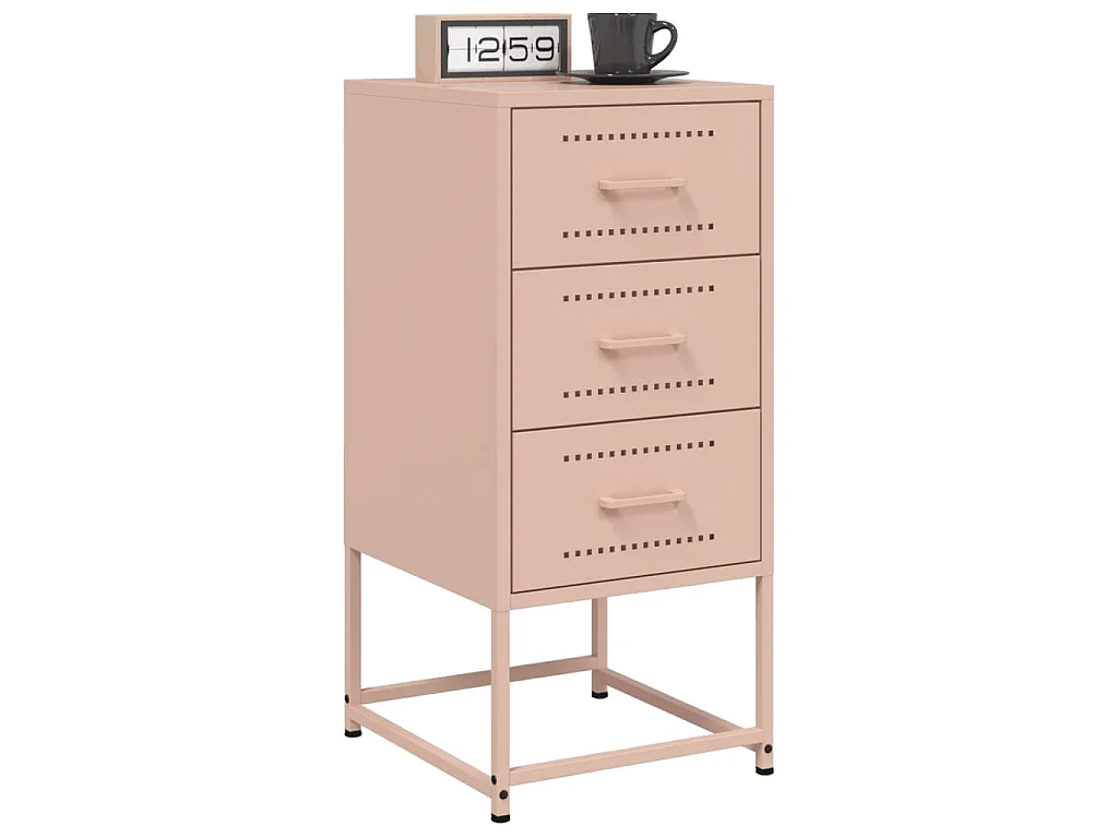 Mesas de cabeceira 2 pcs 36x39x78 cm aço rosa