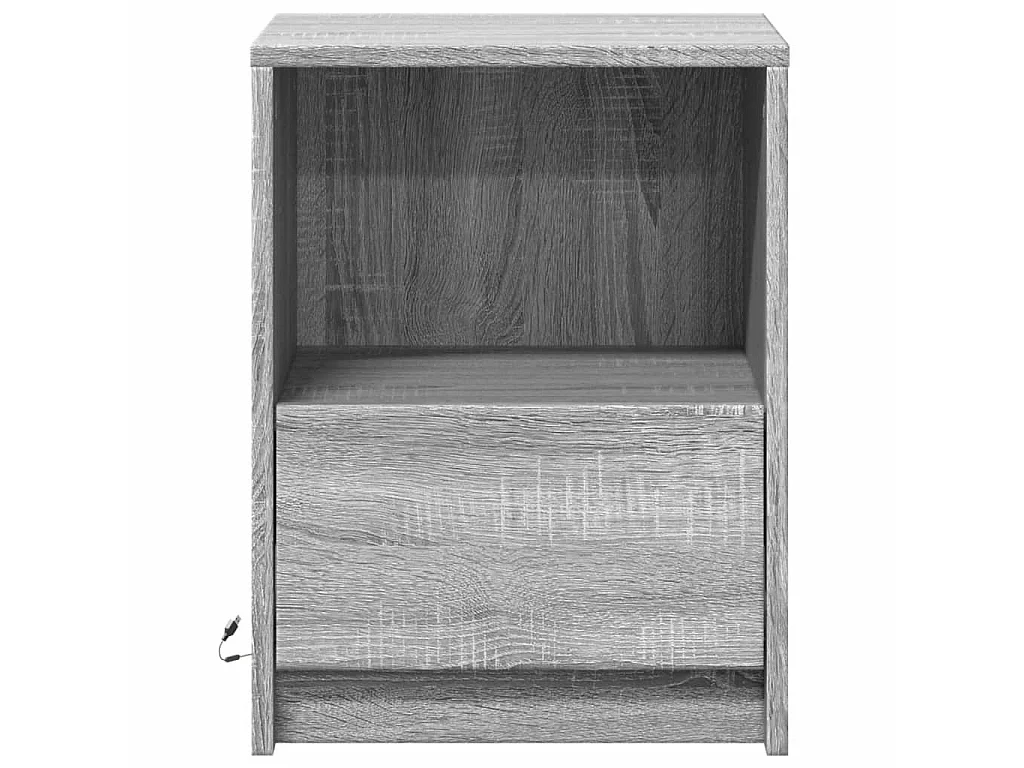 Armoires de chevet et lumières LED 2 pcs sonoma gris