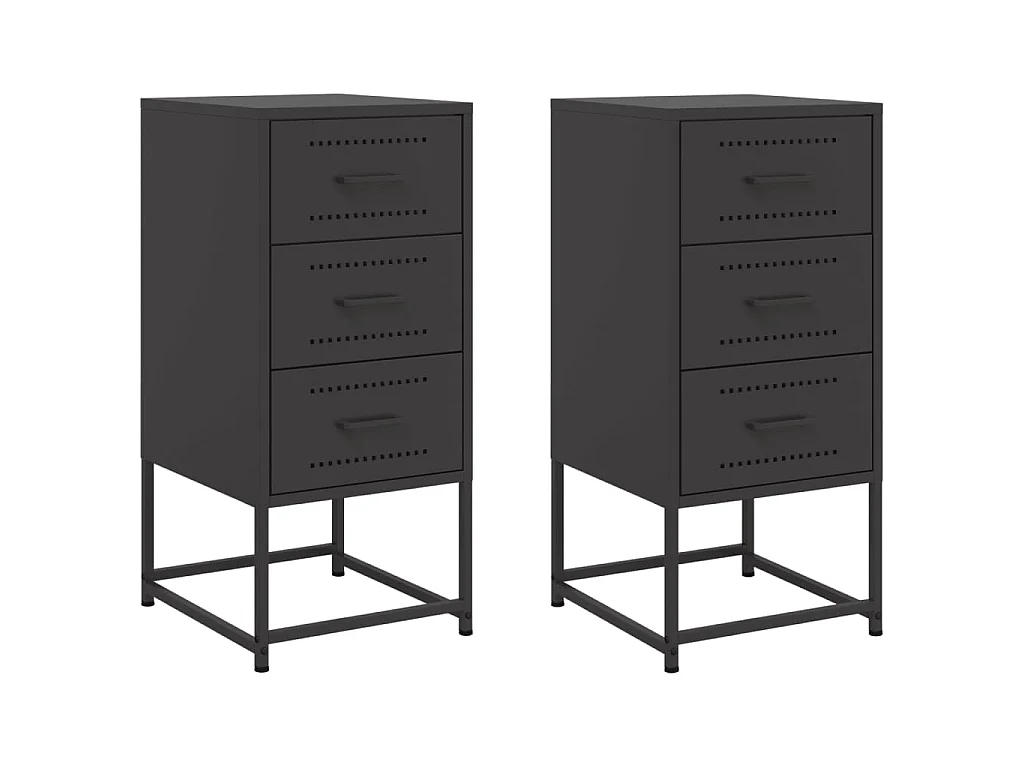 Comodini 2 pz Neri 36x39x78 cm in Acciaio