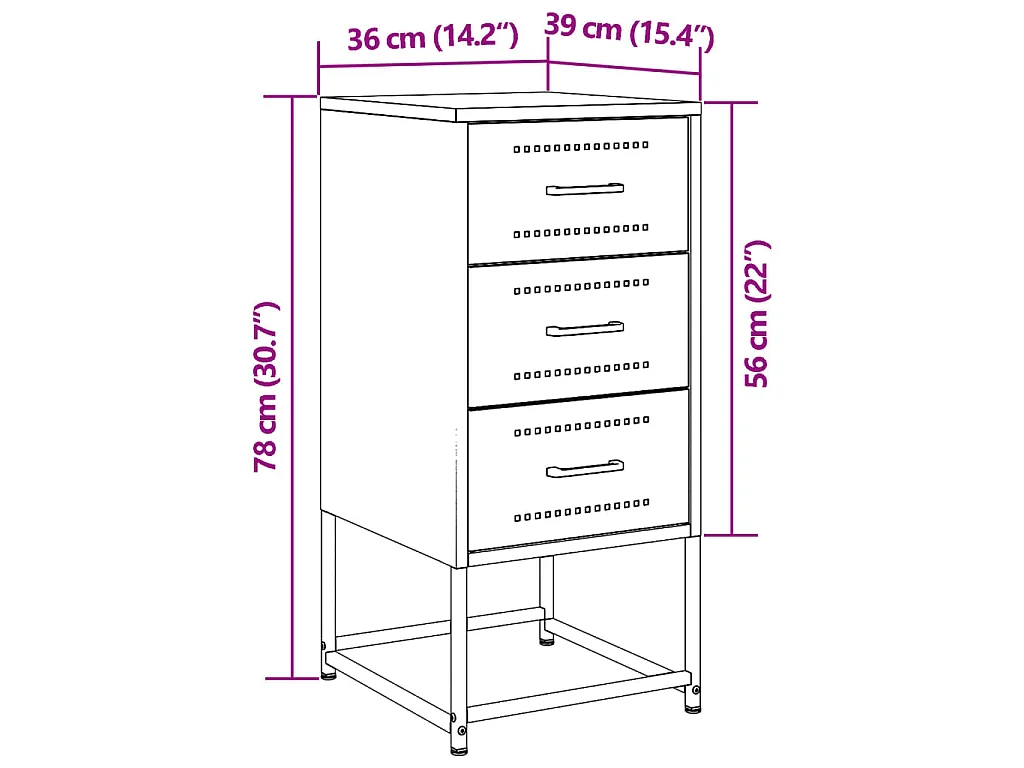 Comodini 2 pz Neri 36x39x78 cm in Acciaio