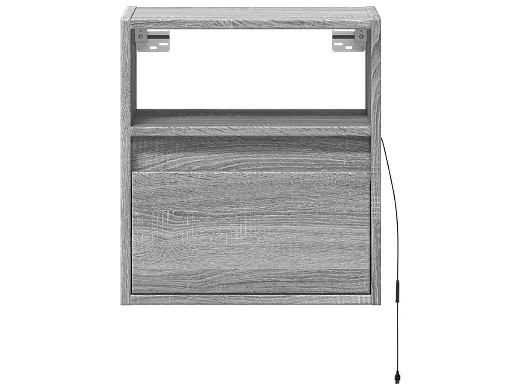 Comodino a Parete con luci LED Grigio Sonoma