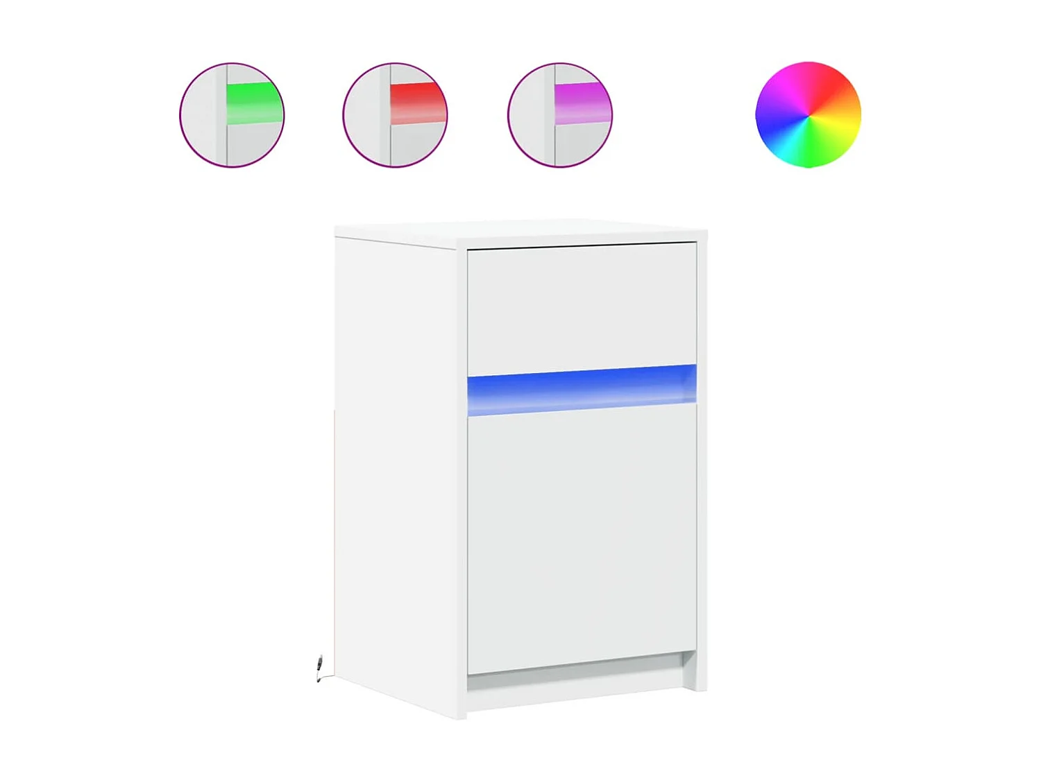 Armoire de chevet avec lumières LED blanc bois d'ingénierie