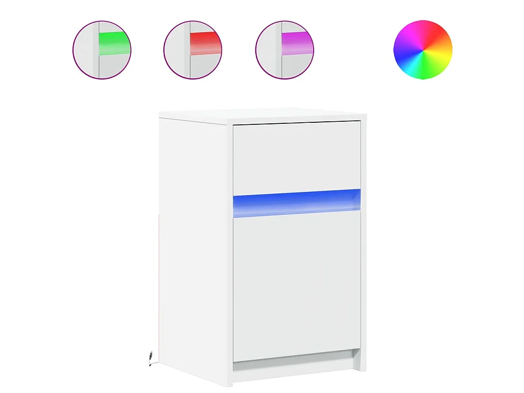 Armoire de chevet avec lumières LED blanc bois d'ingénierie