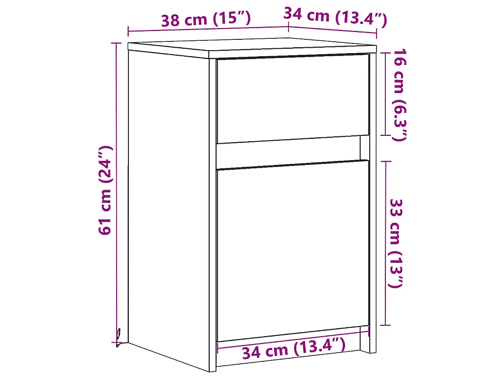 Armoire de chevet avec lumières LED blanc bois d'ingénierie