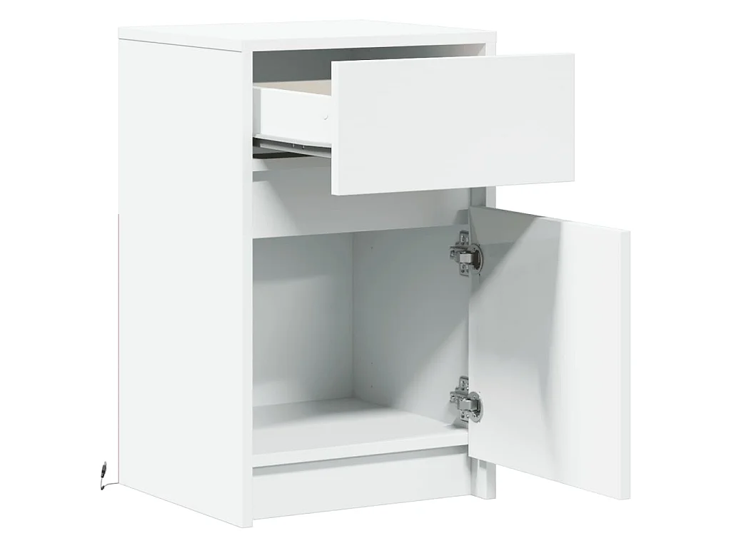Armoire de chevet avec lumières LED blanc bois d'ingénierie