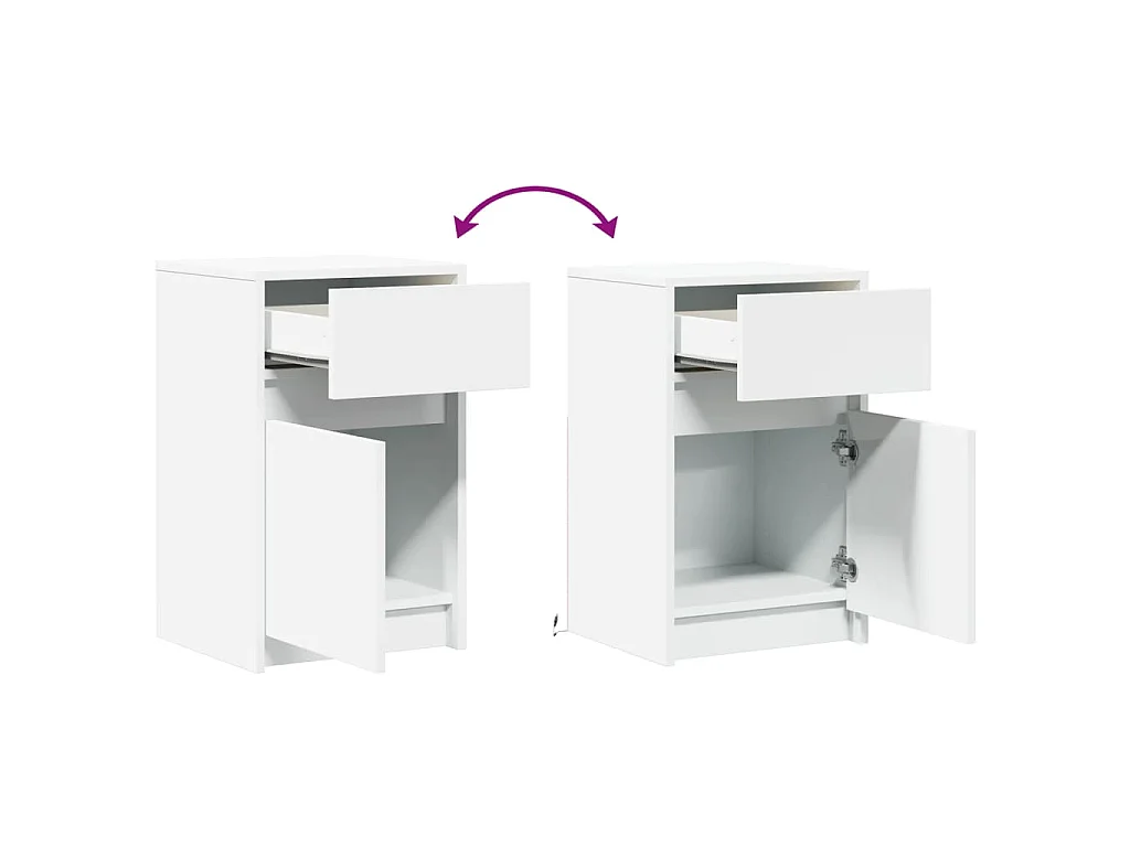 Armoire de chevet avec lumières LED blanc bois d'ingénierie