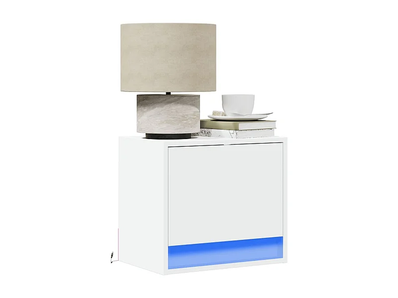 Mesa de cabeceira de parede com luzes LED branco