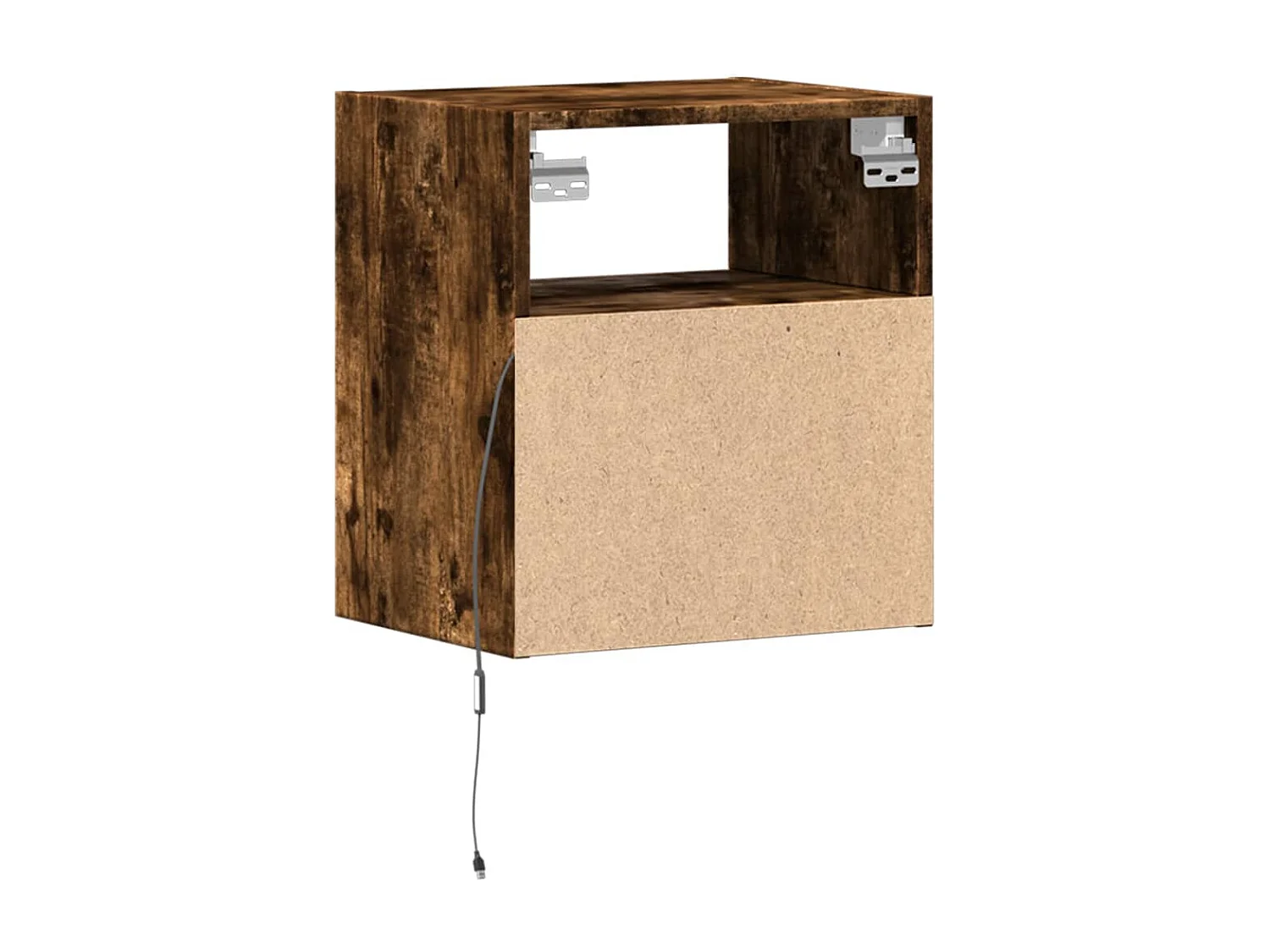 Mesitas de noche de pared con luces LED 2 uds roble ahumado