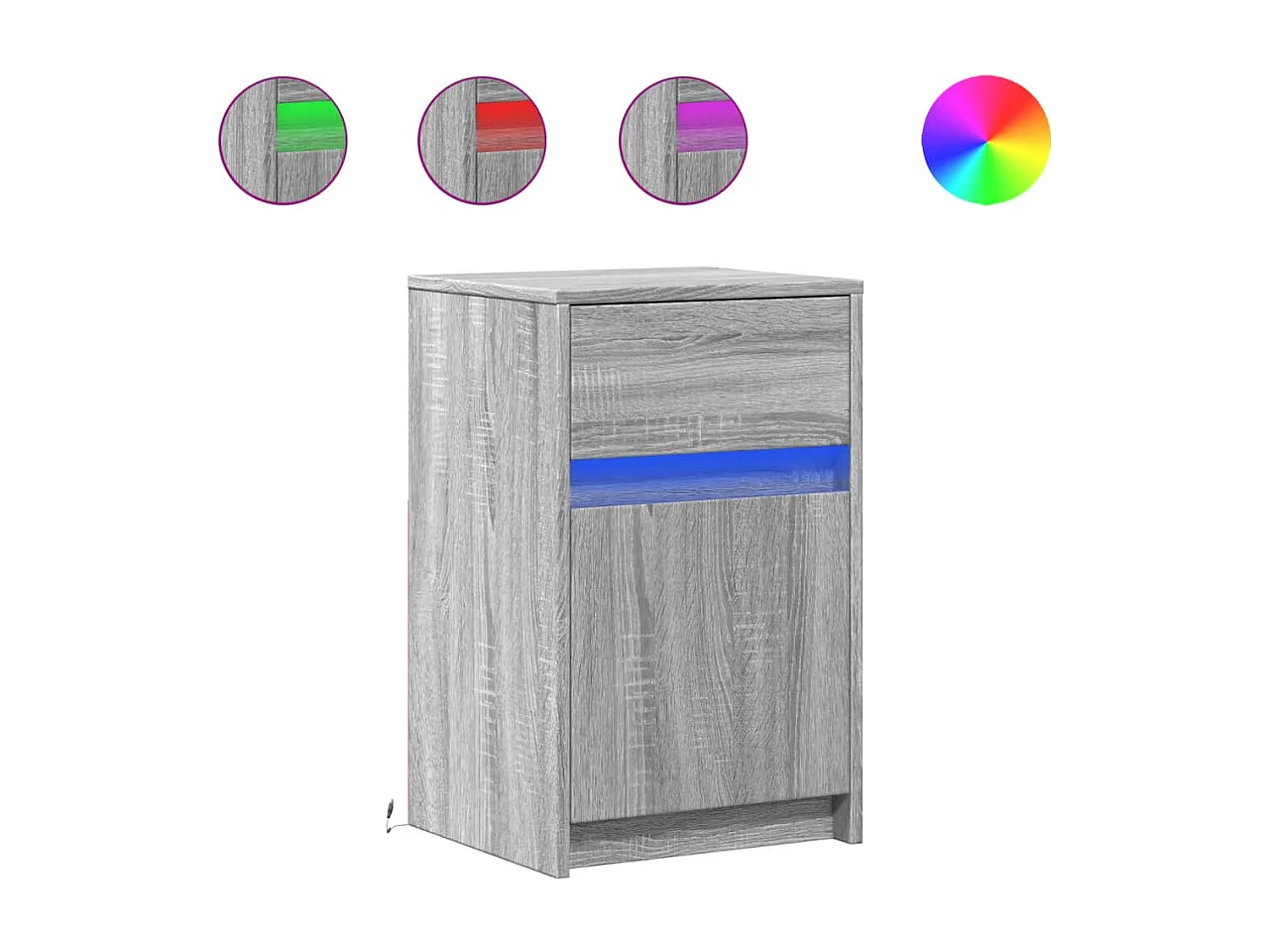 Comodini con Luci LED 2pz Grigio Sonoma in Legno Multistrato