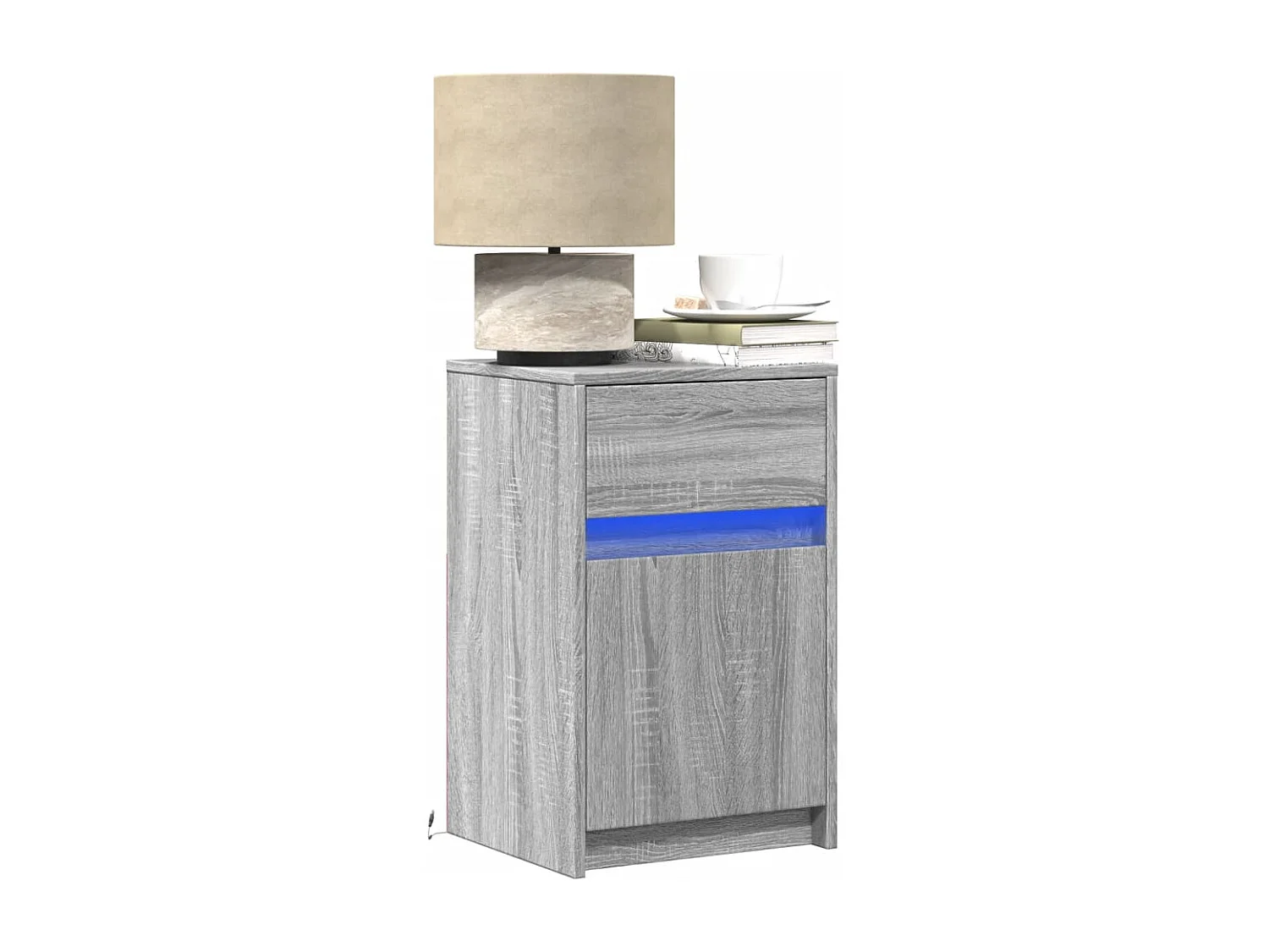 Comodini con Luci LED 2pz Grigio Sonoma in Legno Multistrato