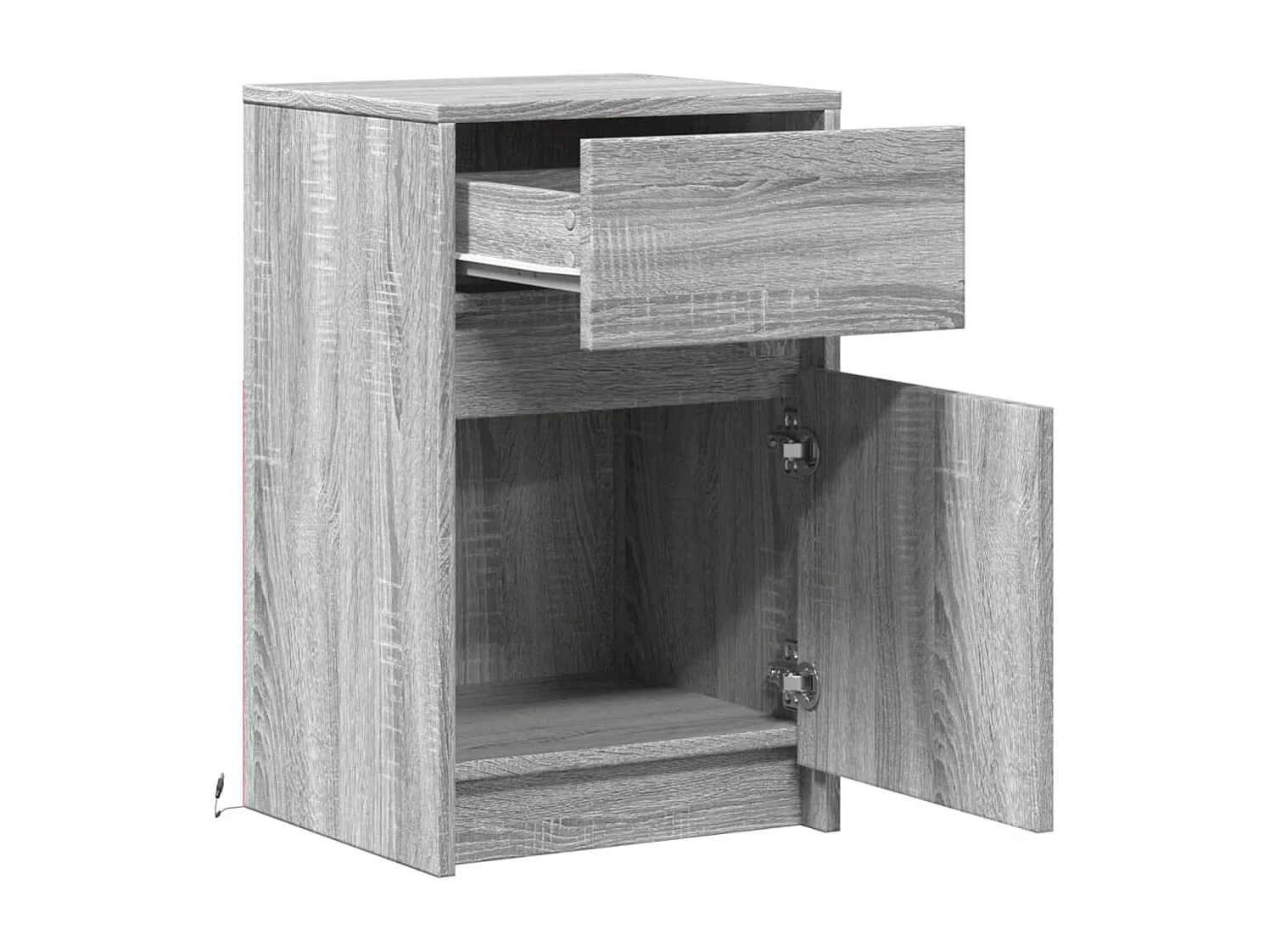 Comodini con Luci LED 2pz Grigio Sonoma in Legno Multistrato