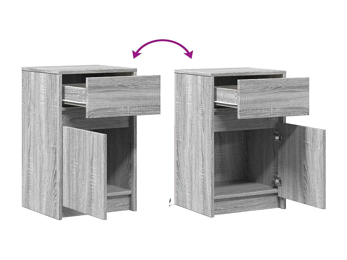 Comodini con Luci LED 2pz Grigio Sonoma in Legno Multistrato