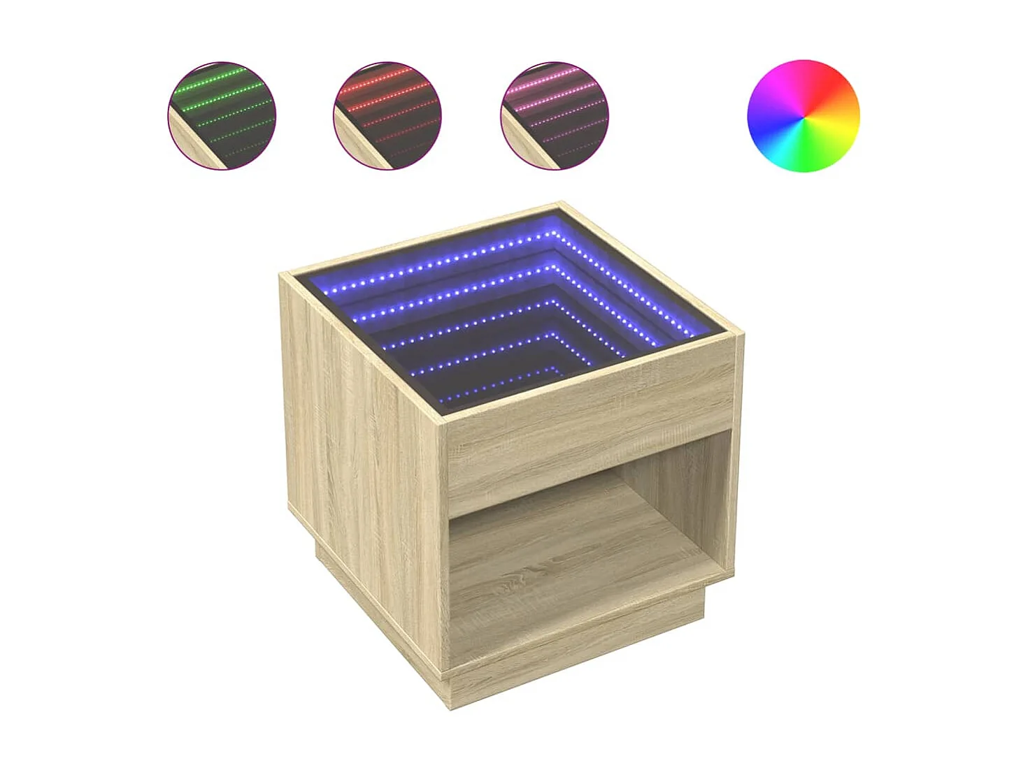 Table de chevet avec LED infini chêne sonoma 50x50x50 cm