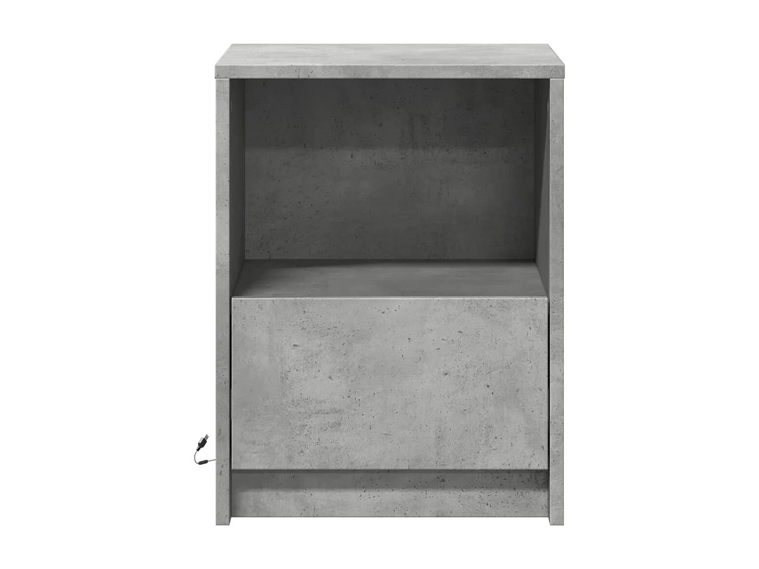 Armoires de chevet et lumières LED 2 pcs gris béton