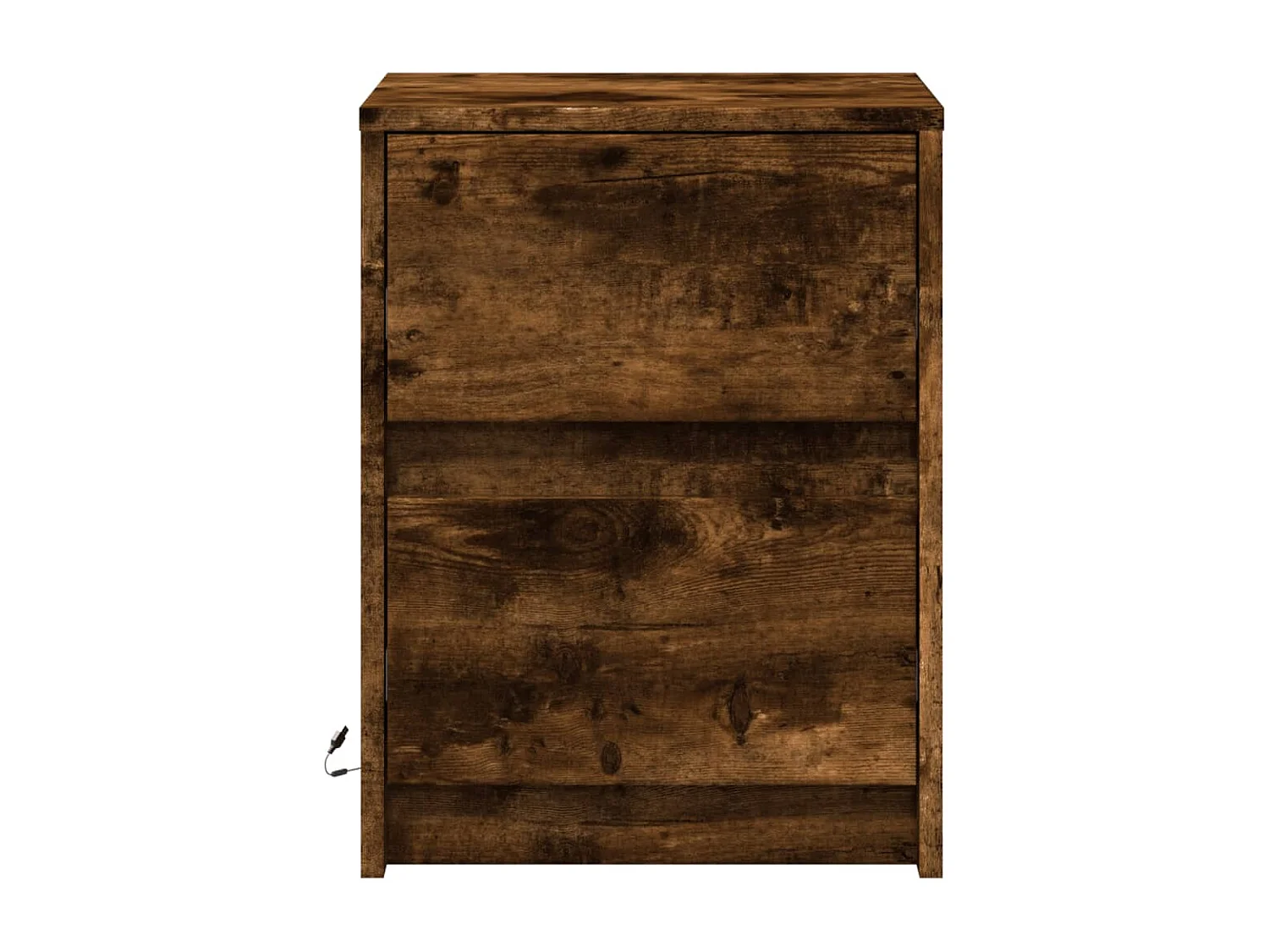 Armoire de chevet et lumières LED chêne fumé bois d'ingénierie
