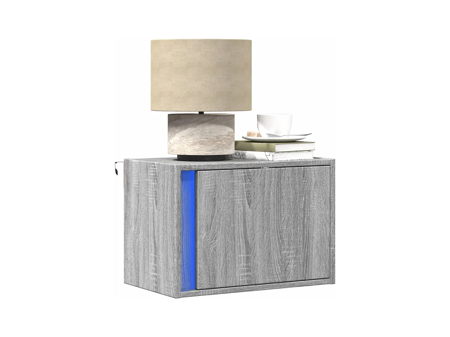 Wand-Nachttische mit LED-Leuchten 2 Stk. Grau Sonoma