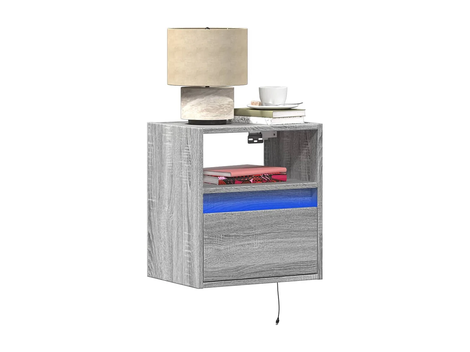 Wand-Nachttische mit LED-Leuchten 2 Stk. Grau Sonoma