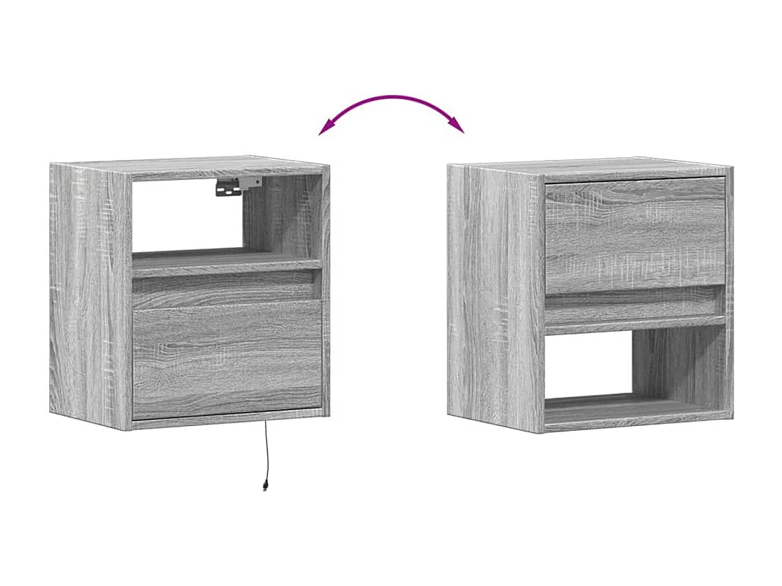 Wand-Nachttische mit LED-Leuchten 2 Stk. Grau Sonoma