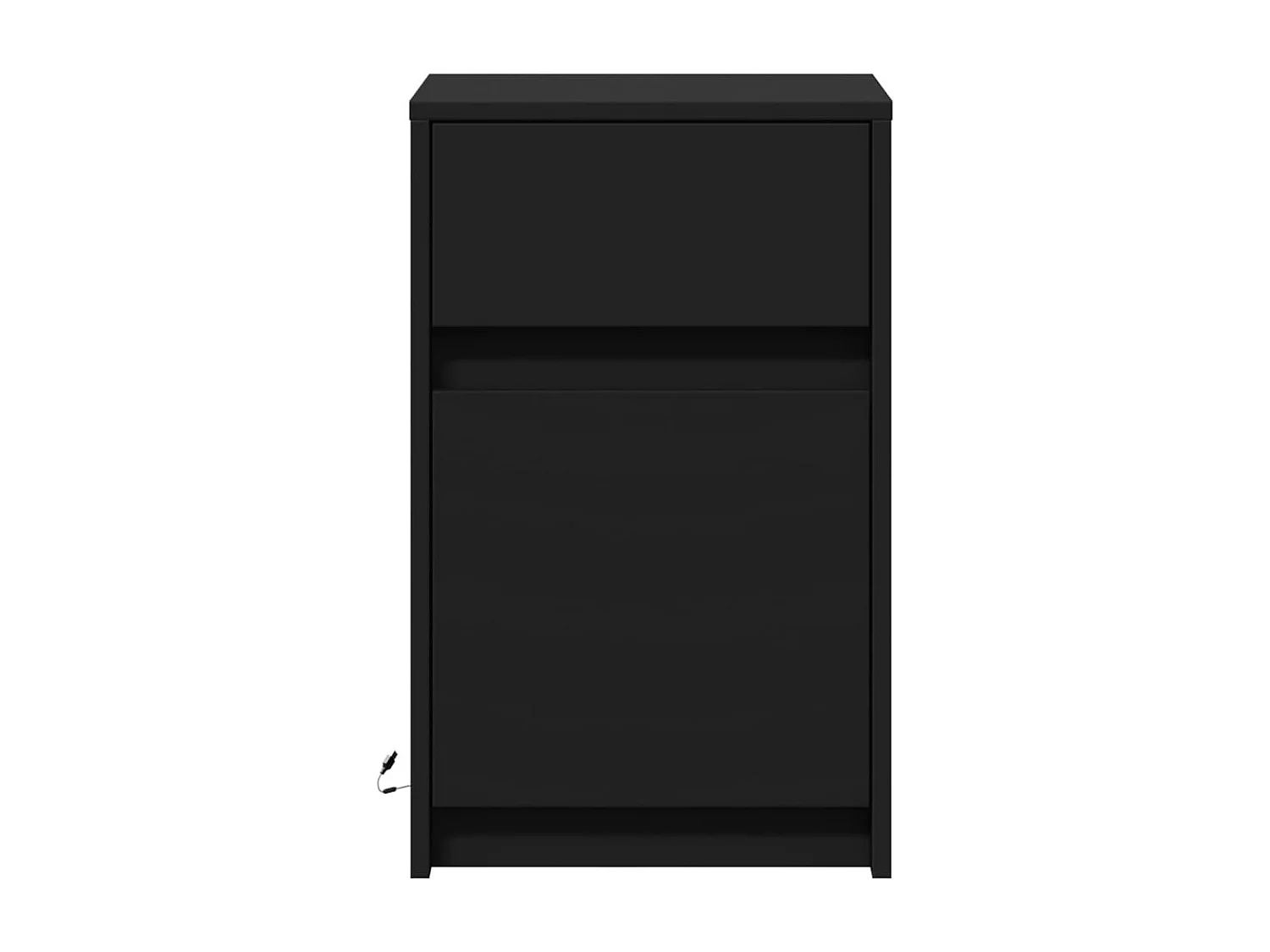 Armoire de chevet avec lumières LED noir bois d'ingénierie