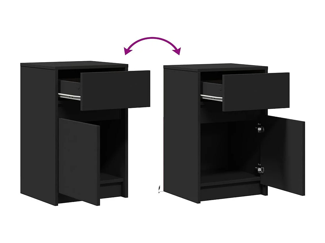 Armoire de chevet avec lumières LED noir bois d'ingénierie