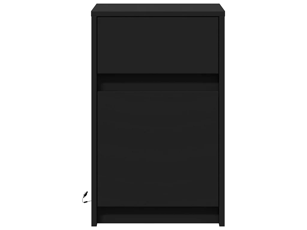 Armoire de chevet avec lumières LED noir bois d'ingénierie