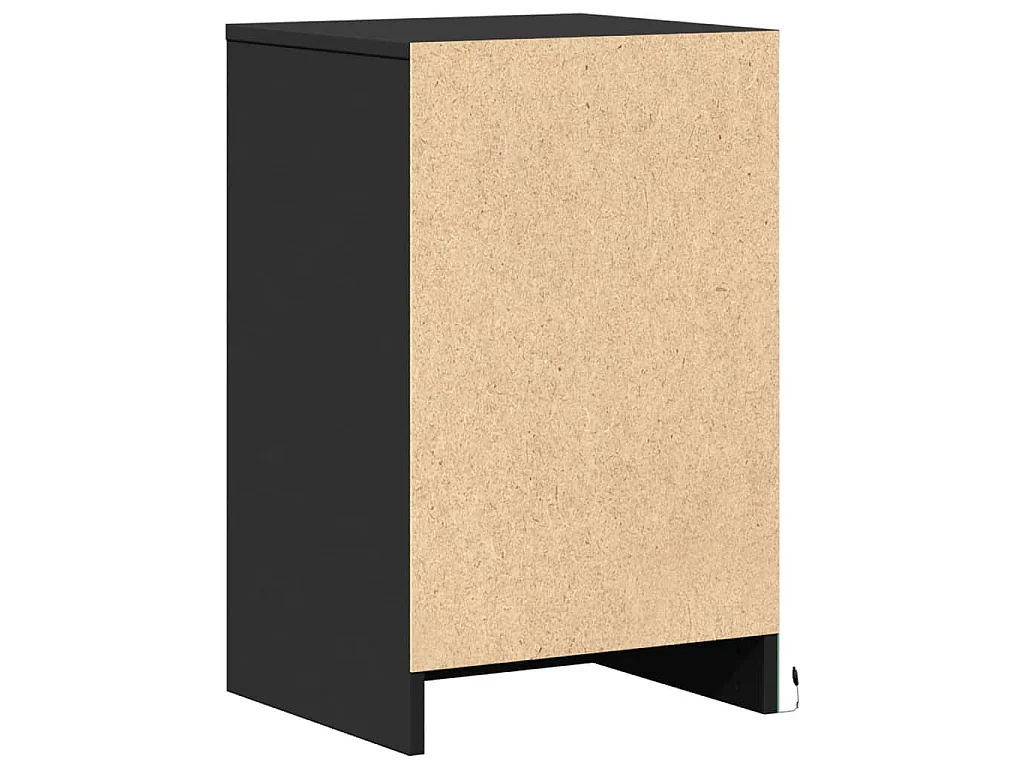 Armoire de chevet avec lumières LED noir bois d'ingénierie