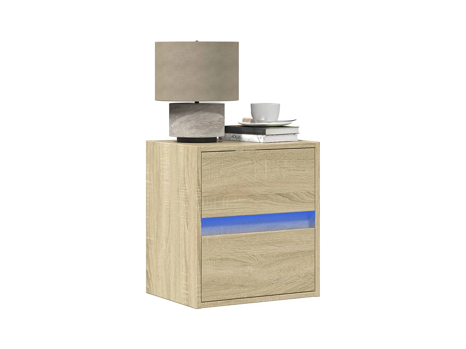 Tables de chevet murales avec lumières LED 2 pcs chêne sonoma