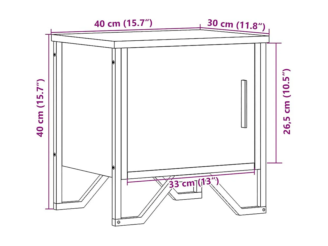 Tables de chevet 2 pcs chêne fumé 40x30x40 cm bois d'ingénierie