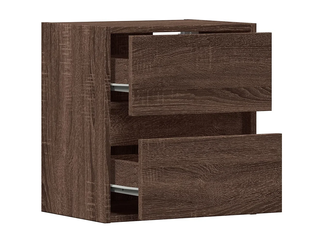 Table de chevet murale avec lumières LED chêne marron