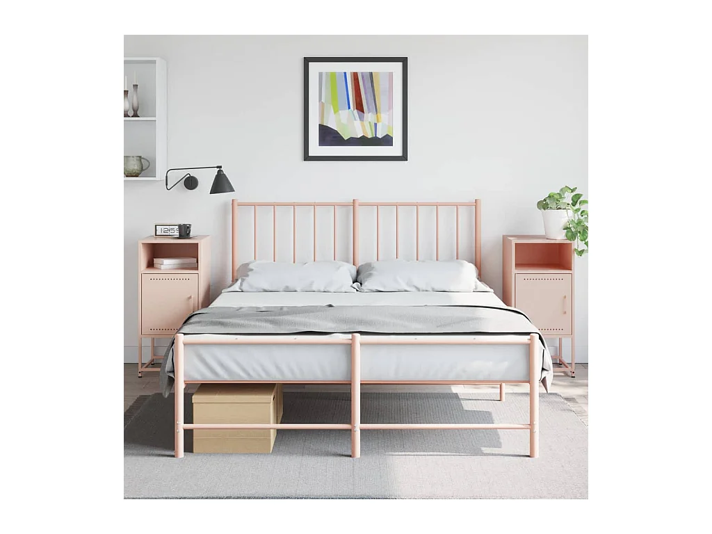 Tables de chevet 2 pcs rose 36x39x78 cm acier