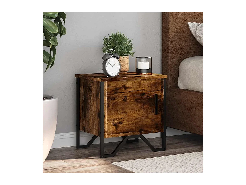 Table de chevet chêne fumé 40x30x40 cm bois d'ingénierie