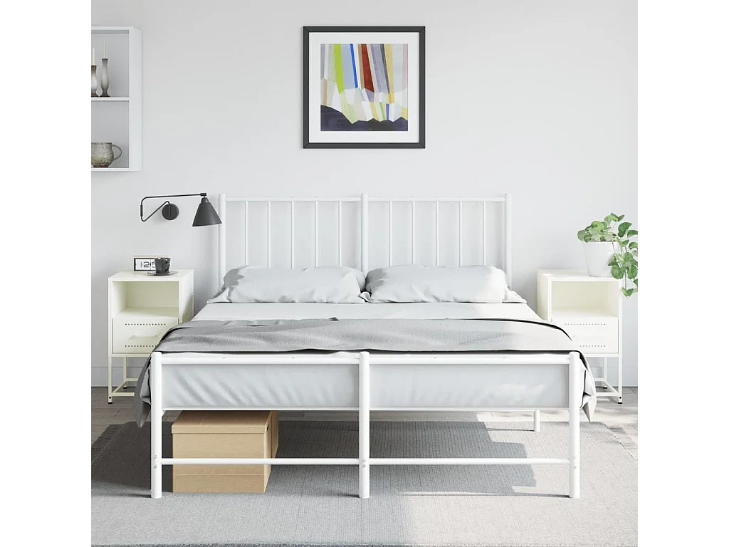 Tables de chevet 2 pcs blanc 36x39x60,5 cm acier