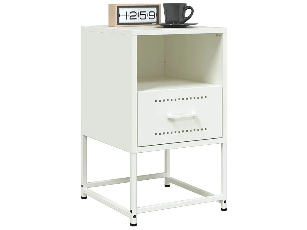 Mesas de cabeceira 2 pcs 36x39x60,5 cm aço branco