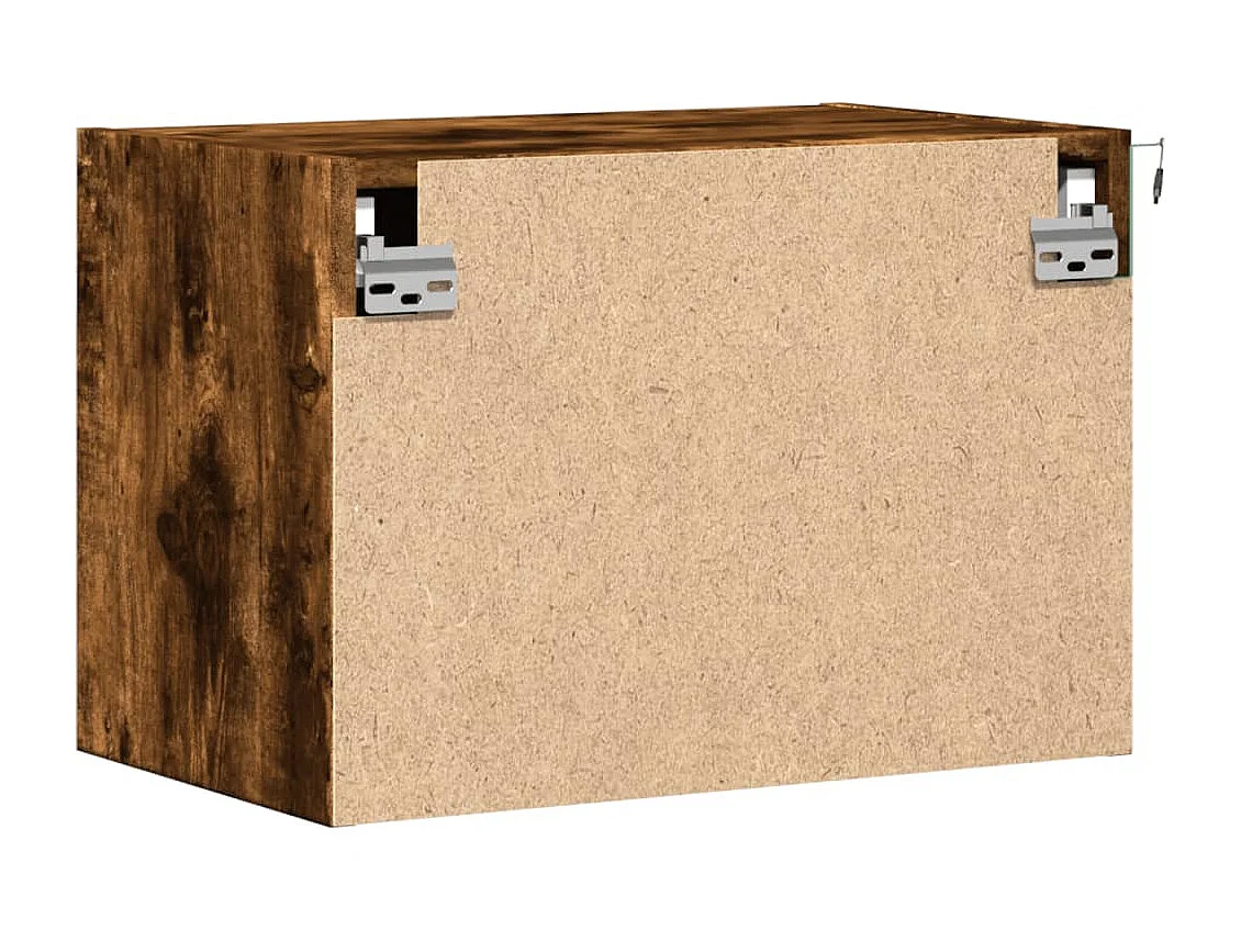 Tables de chevet murales avec lumières LED 2 pcs chêne fumé