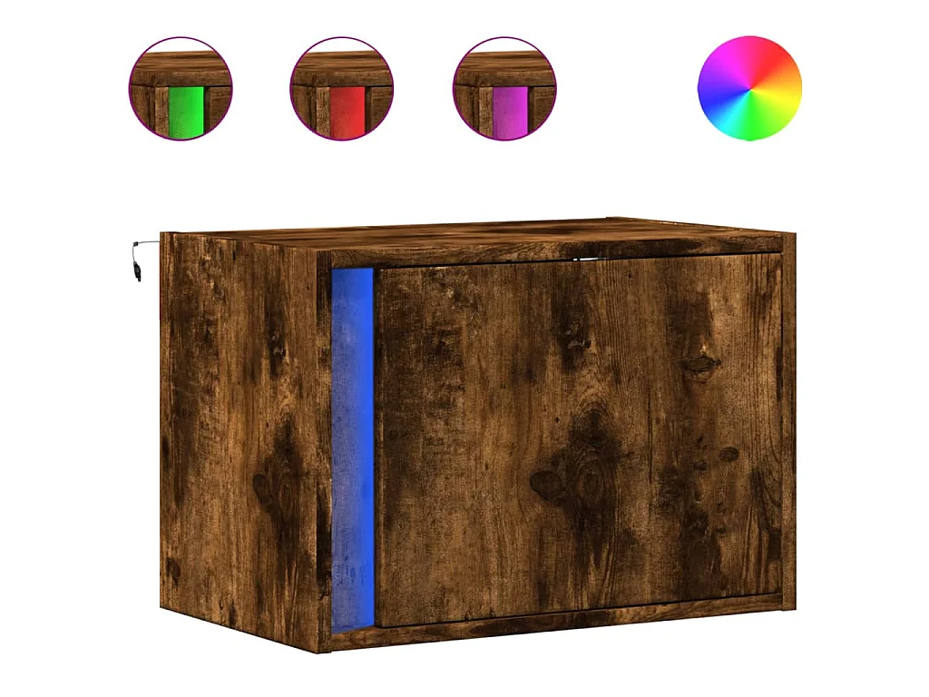 Nachtkastjes met LED's 2 st wandgemonteerd gerookt eikenkleurig