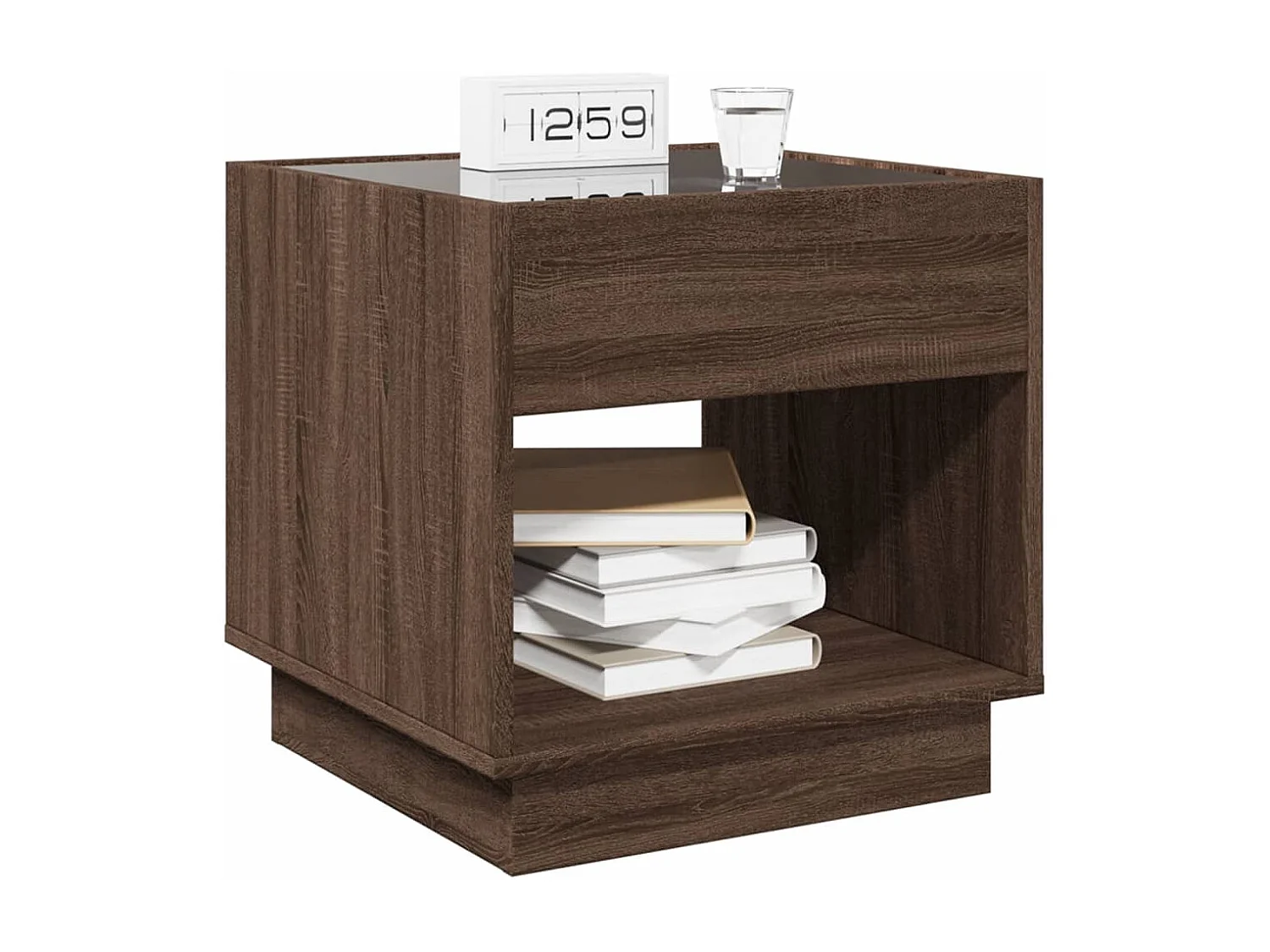 Nachttisch mit Infinity-LED Braun Eichen-Optik 50x50x50 cm