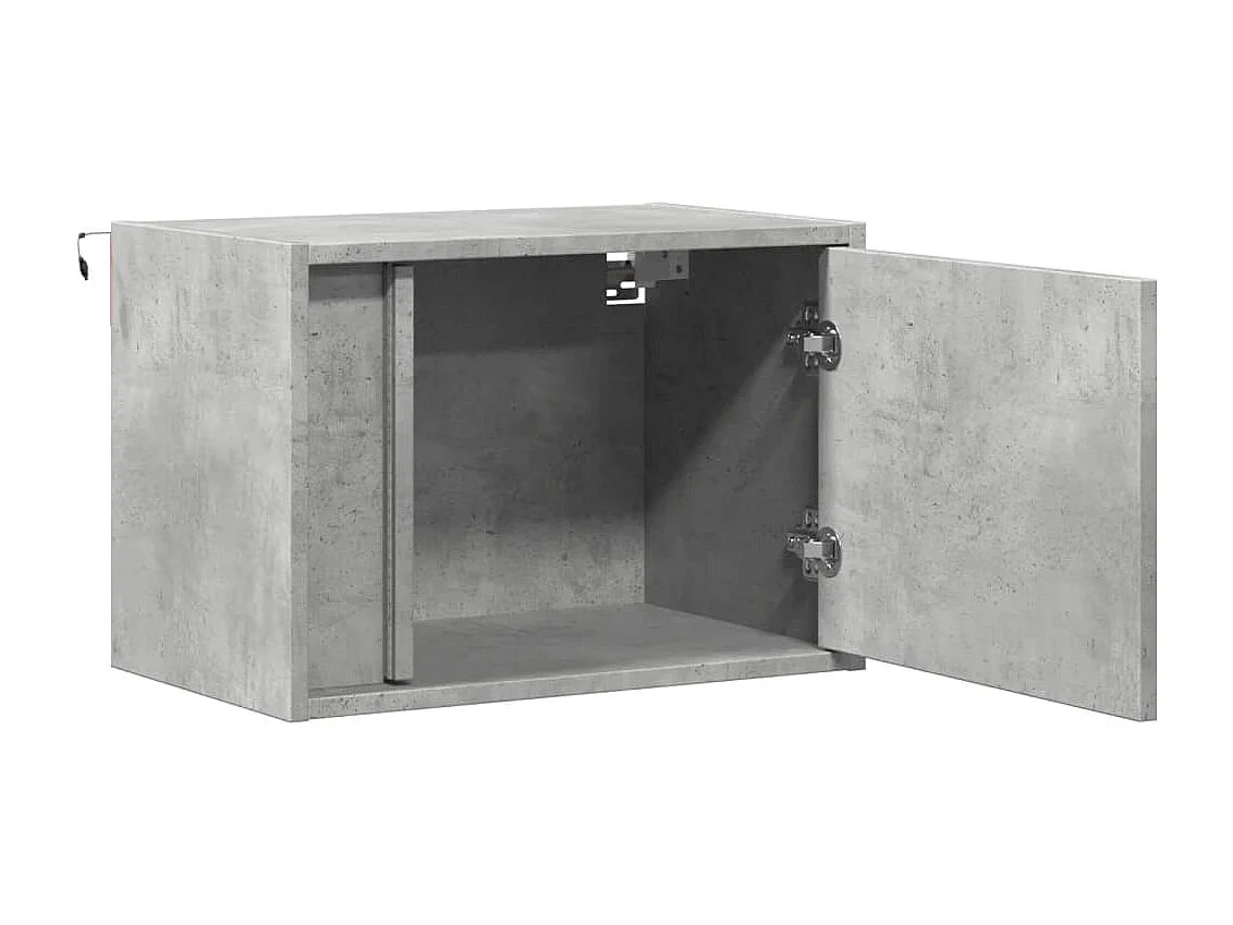 Table de chevet murale avec lumières LED gris béton