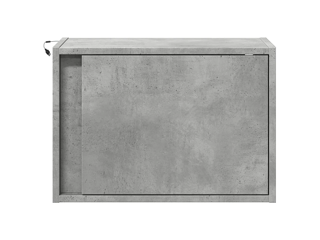 Table de chevet murale avec lumières LED gris béton