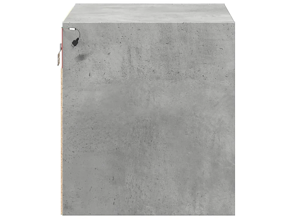 Table de chevet murale avec lumières LED gris béton