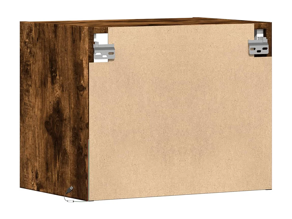 Tables de chevet murales avec lumières LED 2 pcs chêne fumé