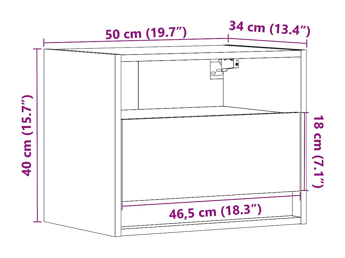 Wand-Nachttische mit LED-Leuchten 2 Stk. Räuchereiche