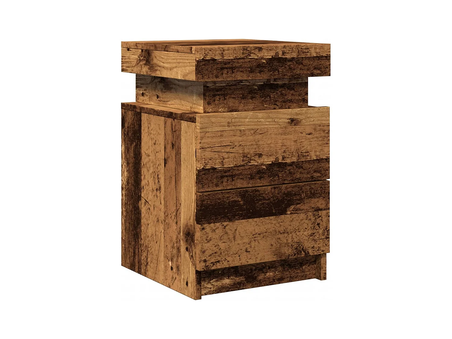 Tables de chevet avec LED 2 pcs vieux bois bois d'ingénierie