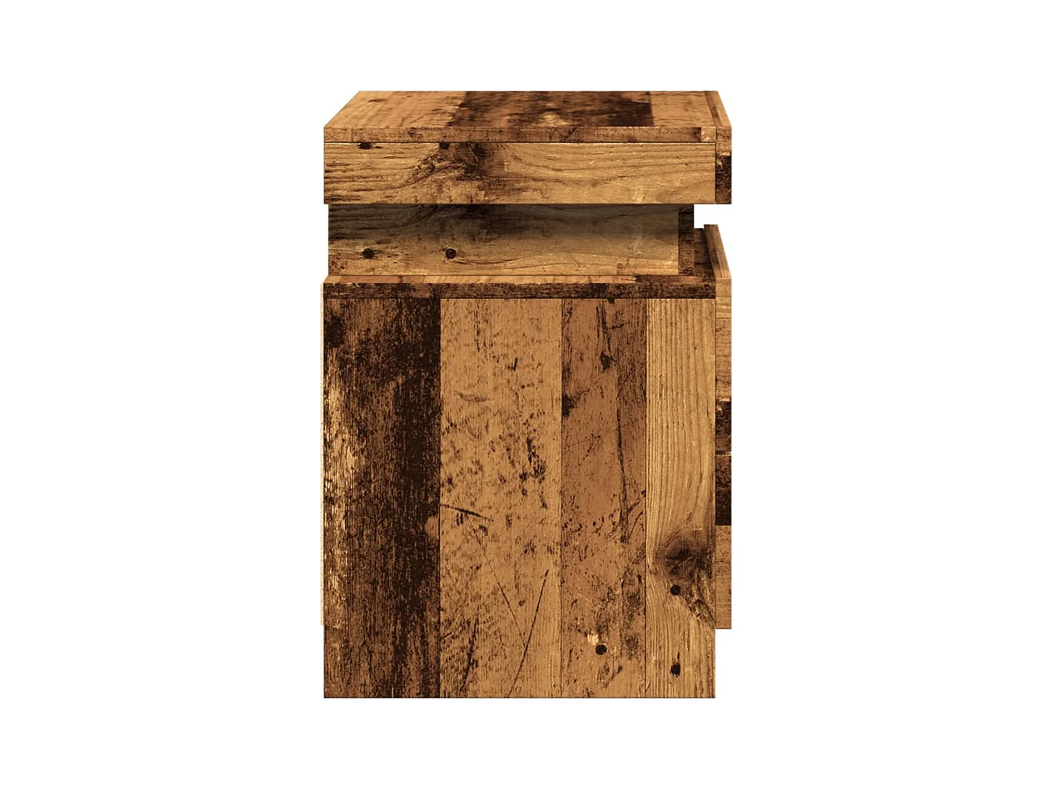 Tables de chevet avec LED 2 pcs vieux bois bois d'ingénierie