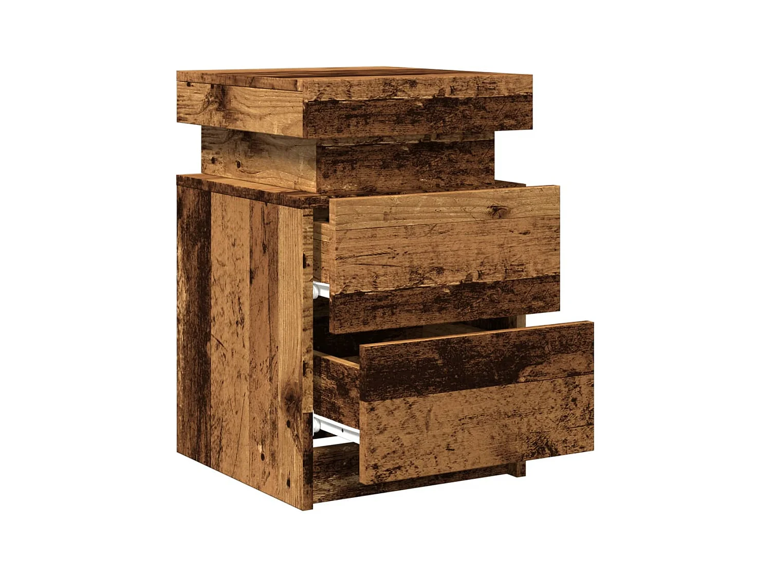 Tables de chevet avec LED 2 pcs vieux bois bois d'ingénierie